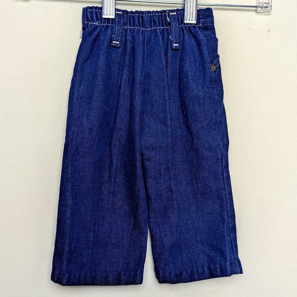 Vintage HealthTex 70s Wide Leg Logo‎ Cute Baby Denim Jeans - 6 Months